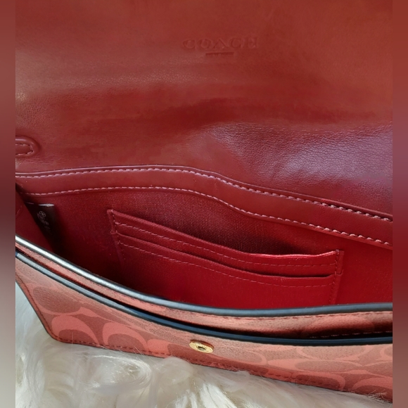 Coach Foldover Wristlet, Signature Canvas Leather, Colorblock - Picture 5 of 12